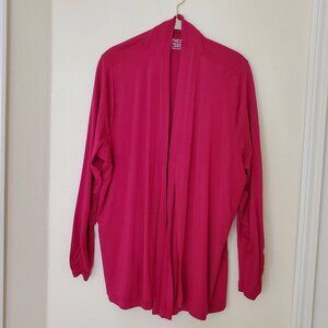 Chicos Open Front Jacket Women 3 XL Berry Double Panel Ruched Sleeves Athleisure